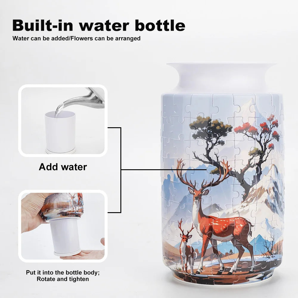 3D Flower Vase Puzzle - Deer