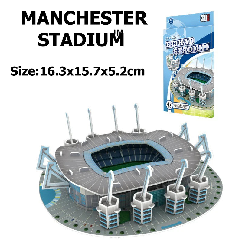 Miniature Football Field 3D 3D Wooden Football Stadium Puzzle – DIY Miniature Sports Arena Model for Football Fans