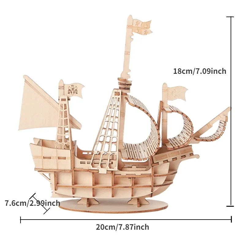 3D Wooden Sailboat Puzzle