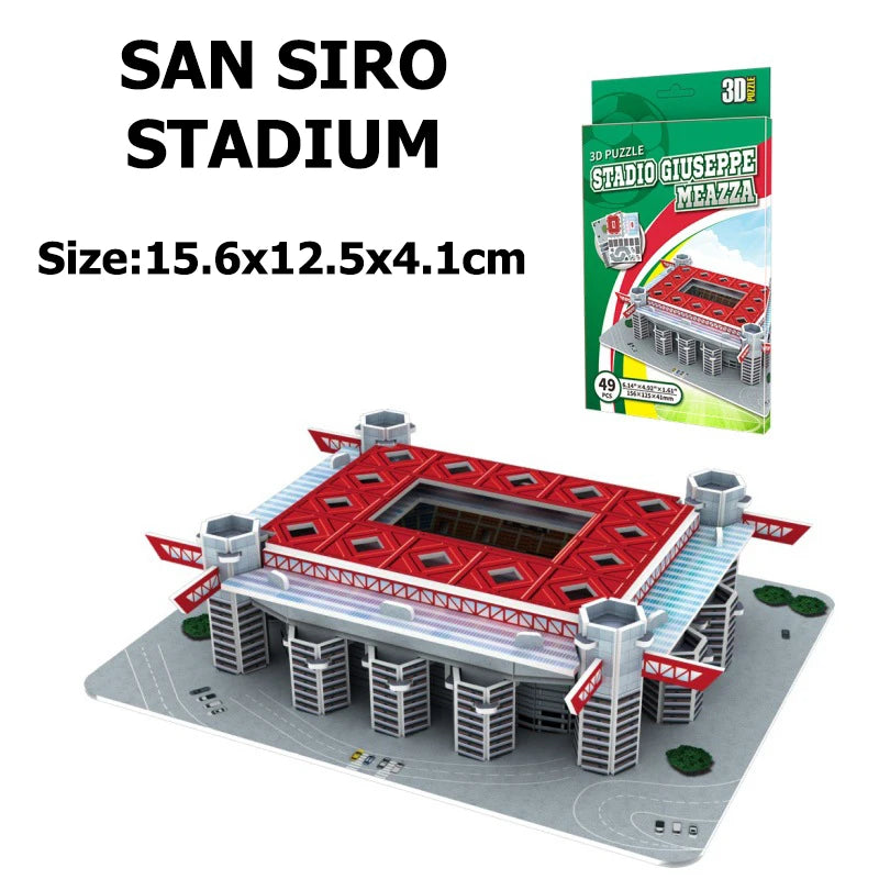 Miniature Football Field 3D 3D Wooden Football Stadium Puzzle – DIY Miniature Sports Arena Model for Football Fans