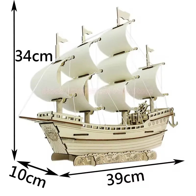 3D Wooden Sailboat Puzzle