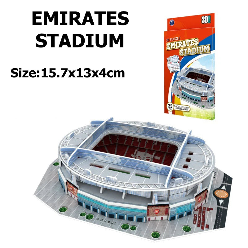 Miniature Football Field 3D 3D Wooden Football Stadium Puzzle – DIY Miniature Sports Arena Model for Football Fans