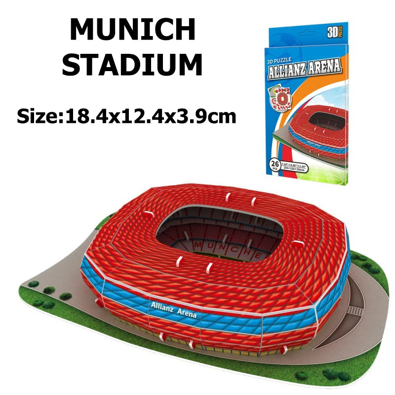 Miniature Football Field 3D 3D Wooden Football Stadium Puzzle – DIY Miniature Sports Arena Model for Football Fans