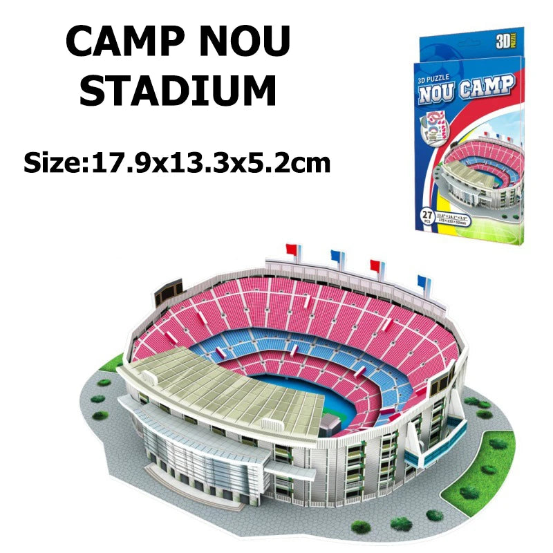 Miniature Football Field 3D 3D Wooden Football Stadium Puzzle – DIY Miniature Sports Arena Model for Football Fans