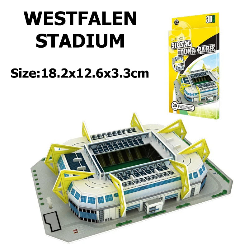 Miniature Football Field 3D 3D Wooden Football Stadium Puzzle – DIY Miniature Sports Arena Model for Football Fans